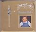Gold Commemorative Plaque with Child Kneeling and Cross, Boy or Girl, in English or Spanish, 7" x 6"