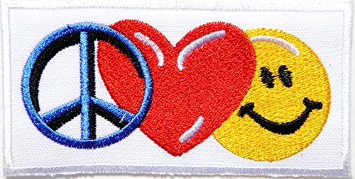 Peace Sign Red Heart Smily Face Logo Hippie Retro Lady Rider Biker Tatoo Jacket T-shirt Vest Patch Sew Iron on Embroidered Badge Symbol Custom