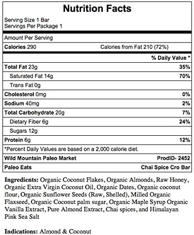 Certified Paleo Chai Spice Bar, 1.75 Oz, (2 Pack)