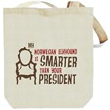 My Norwegian Elkhound Is Smarter Than Your President ! Dogs Tote Bag (Beige, Canvas, Unisex)