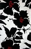Modern Floral Area Rug 5x8 Black White Red Handmade Contemporary