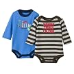 Newborn Boys' Circo&reg; 2pk Long-sleeve Creeper - Brown Stripe/Blue