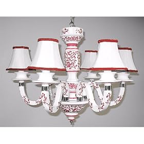 Ceramic Red and White Hand Painted Chandelier by SmartBargains