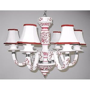 Ceramic Red and White Hand Painted Chandelier by SmartBargains
