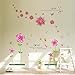 B.GTAGO Lovely Pink Petal Flowers & Butterflies Wallpaper for Living Room Bedroom, Removable Home Wall Decals/Wall Stickers & Murals/Wall Décor/Wallpops, Decorative Painting Supplies