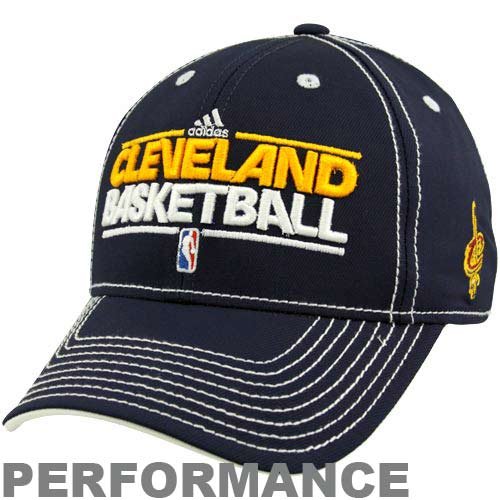 adidas Cleveland Cavaliers Navy Blue Official Team Practice Performance Flex Fit Hat (Large/X-Large)