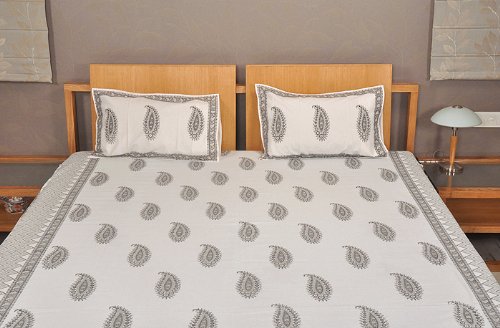 Imagen 4 de Bloquear indio Impreso Tamaño Cama doble Colcha de algodón con tapa de almohada a juego