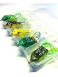 wLure 5 Hollow Body Topwater Frogs Fishing Lures Baits with Free Tackle Box 2 1/5 Inch 3/8 Oz FG43K