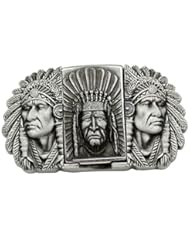 Jewelry: Silver Plated Q&Q Fashion Vintage Native 3D Indian Chief Head Feather Zuni Removable Lighter Belt Buckle