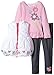 Kids Headquarters Girls' White Vest with Stripes Tunic and Pants Set