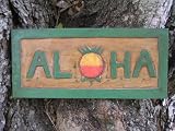ALOHA PINEAPPLE TIKI SIGN 16 CARVED/PAINTED - HOME DECOR