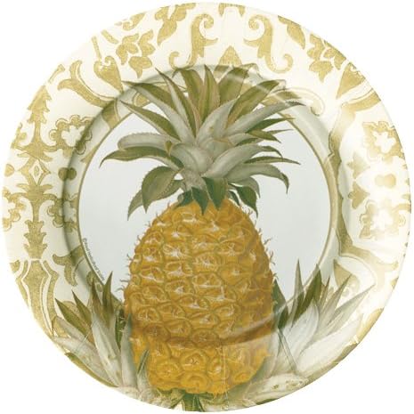 Caspari Royal Pineapple Gold Dinner Plates