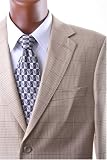 Men's 2 Button Luxury 100% Silk Wool Cashmere Light Taupe Plaid Sport Coat, New For The Season!!