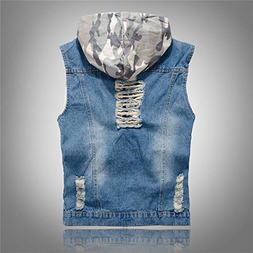 NASC Men's Slim Hole with Camouflage Hood Jean Tank Vest XX-Large