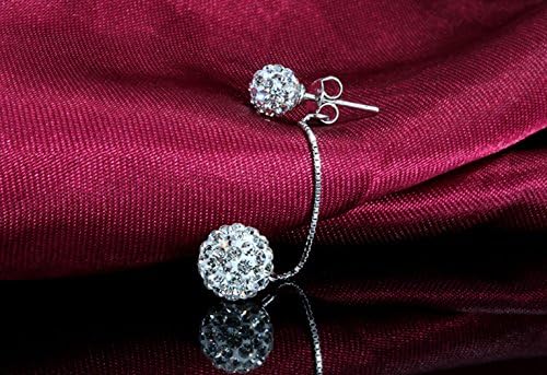 Carat Lovers Silver-tone Rhodium Plated Double Balls Diamonds Studded Gorgeous Dangle Earrings