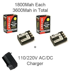 2 Canon NB-2LH Replacement Batteries 900mAh Each High Capacity Li-ion Battery Packs 1800MAH In Total With 1 Hour AC/DC Replacement Charger CB-2LT CB-2LW for Canon EOS Digital Rebel XT XTI 350D 400D Canon Powershot G7 G9 S40 S50 S60 S70 S80 Canon VIXIA HG10 HV20 HV30 HV40 Elura 40mc 50 60 65 60 70 80 85 90 DC30 DC320 Optura 40 ZR830 ZR950 ZR960 ZR930 ZR900 Elura 65 DC410 Optura 400 ZR850 60 DC42