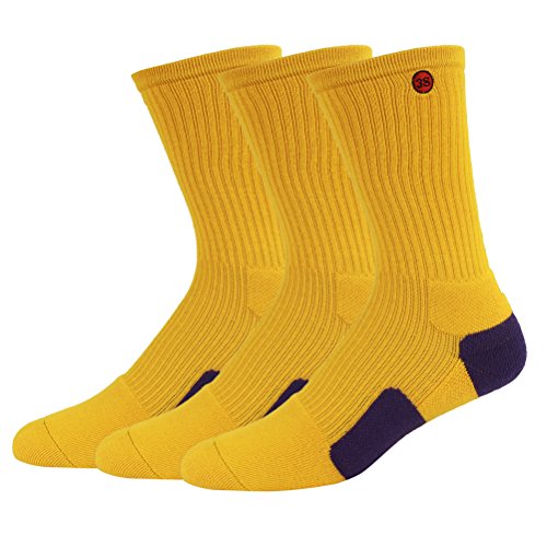 3street Men's Dri Fit Cushioned Elite Crew Running Socks(1,3) Pack Basketball Sock