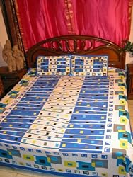 Cotton Bedspread-3p Blue White Floral Cotton India Bedspread Coverlet Throw King Newage