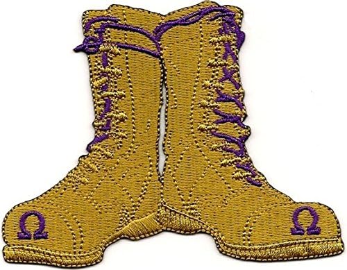 Omega Psi Phi Gold Boots Iron-On Patch [4" - Old Gold]