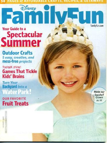. Disney Family Fun August 2009 Outdoor Crafts, Games That Tickle Kids' Brains, Turn Your Backyard Into A Water Park, 58 Pages Of Affordable Crafts Recipes & Getaways, Family Reunion Campout, Toy-Trading Swap Meet.