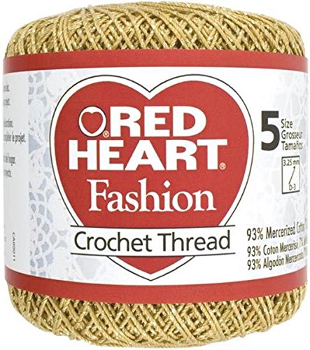 Coats Crochet Red Heart Fashion Crochet, Thread Size 5, Gold/Gold