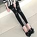 Locomo Women Black Lace Floral Mesh Sheer Leather Inset Legging FFT136