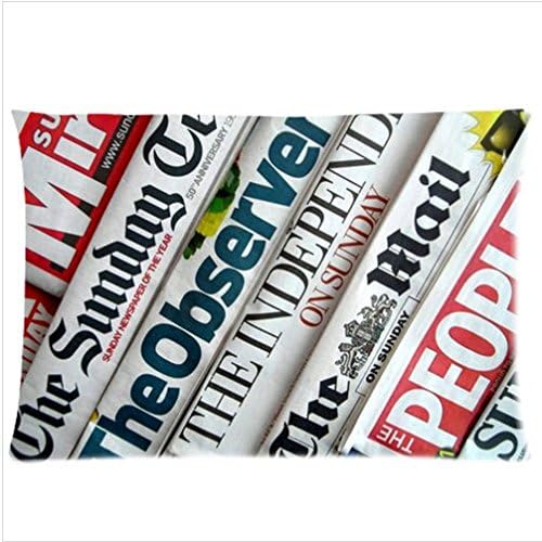 Custom Newspaper Printing Pattern Soft Satin Pillowcase,Pillow Cases White 20"(W)x30"(L) two Side