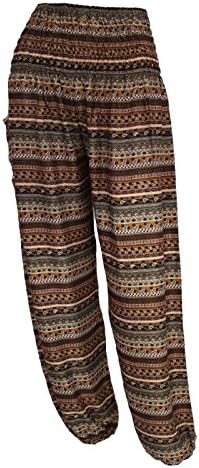 HAREM TROUSERS - Aladdin Hippie Pants Yoga Designs For Women &amp; Ladies (Striped Browns)