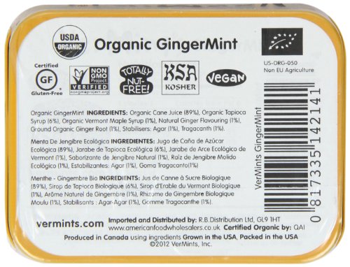VerMints All Natural GingerMints, 1.41-Ounce Tins (Pack of 6)
