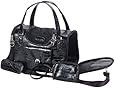 Anima Black Faux Crocodile Travel Bag, 15-Inch by 8-Inch by 10-Inch, Medium