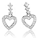 14k White Gold 3 Stone Journey Heart Drop Diamond title=