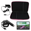 Premium Pink EVA Hard Carrying Case + Clear Screen Protector + Home Wall Charger + Car Charger for Garmin Nuvi 1450 1450LMT