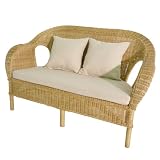Wicker Sofa Natural Wash - Conservatory Furniture - Rattan - Cream Cushions