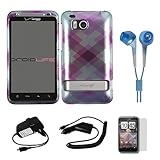 Purple Plaid Durable 2 Piece Protective Crystal Hard Shield Guard Cover Cas ....