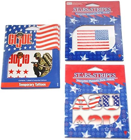 Stars &amp; Stripes Red White and Blue Patriotic Temporary Tattoos