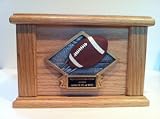 Cremation urn, wood urn, football oak urn with free engraving