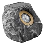 IMAGE OF Paradise GL23078 Polyresin Solar Rock Flood Light with Three White LED's, Rock Grey