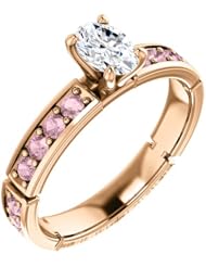 10K Rose Gold Oval Cut White and Pink Diamond Ring -- LIFETIME WARRANTY
