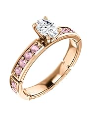 18K Rose Gold Oval Cut White and Pink Diamond Ring -- LIFETIME WARRANTY