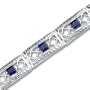 Victorian Style Princess Cut Created Sapphire Gemstone Bracelet in Sterling Silver