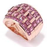 Sterling Silver / 18K Vermeil or Platinum Five-Row Gem Choice Wide Ring