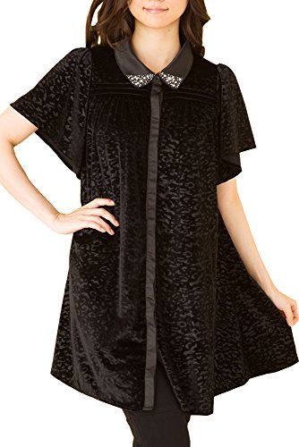 (Goldjapan)ゴールドジャパン 大きいサイズ レディース フレアスリーブ ベロア シャツ ワンピース シャツワンピ 半袖 半そで 七分袖 7分袖 ミニワンピース ミニ丈ワンピース ミニワンピ チュニック Aライン 体型カバー フォーマル パーティー ドレス 結婚式 二次会 入学式 入園式 カジュアル エレガント きれいめ ワンピ エレガント jp058