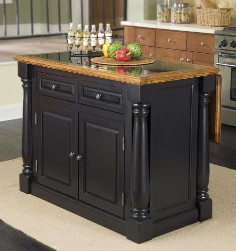 Kitchen Island with Granite Top in Two Tone Finish Kitchen Island with Granite Top in Two Tone Finish