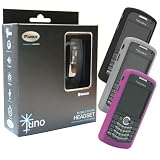 Combo of Black Pama Juno Bluetooth Headset with Black, White, Soft Pink Silicone Skin Cover Case for Blackberry Pearl 8110 8120 8130