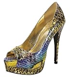 Gorgeous! Rainbow Snakeskin Peep-toe Platform Sexy Pumps Shoes