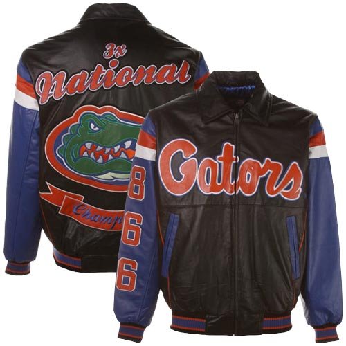 Florida Gators Black 3-Time National Champions Commemorative Leather Jacket (Large)