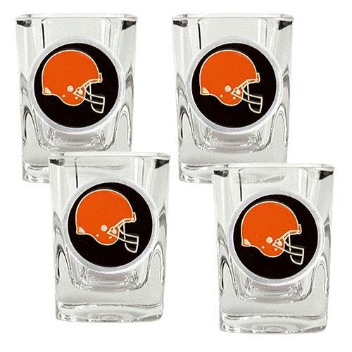 NFL Cleveland Browns Four Piece Square Shot Glass Set