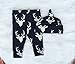 Newborn Infant Baby Girls Boy Deer Tops Bodysuit Long Pants Hat 3pcs Outfits Set,White&navy Blue,0-3 Months