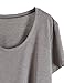 Jollychic Women's Solid Color Loose Asymmetry O-Neck Short Sleeve Cotton T Shirt