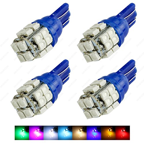 SAWE - T10 Wedge 20-SMD W5W 168 194 2825 175 LED Dome Map Interior Light bulbs (4 pieces) (Blue)